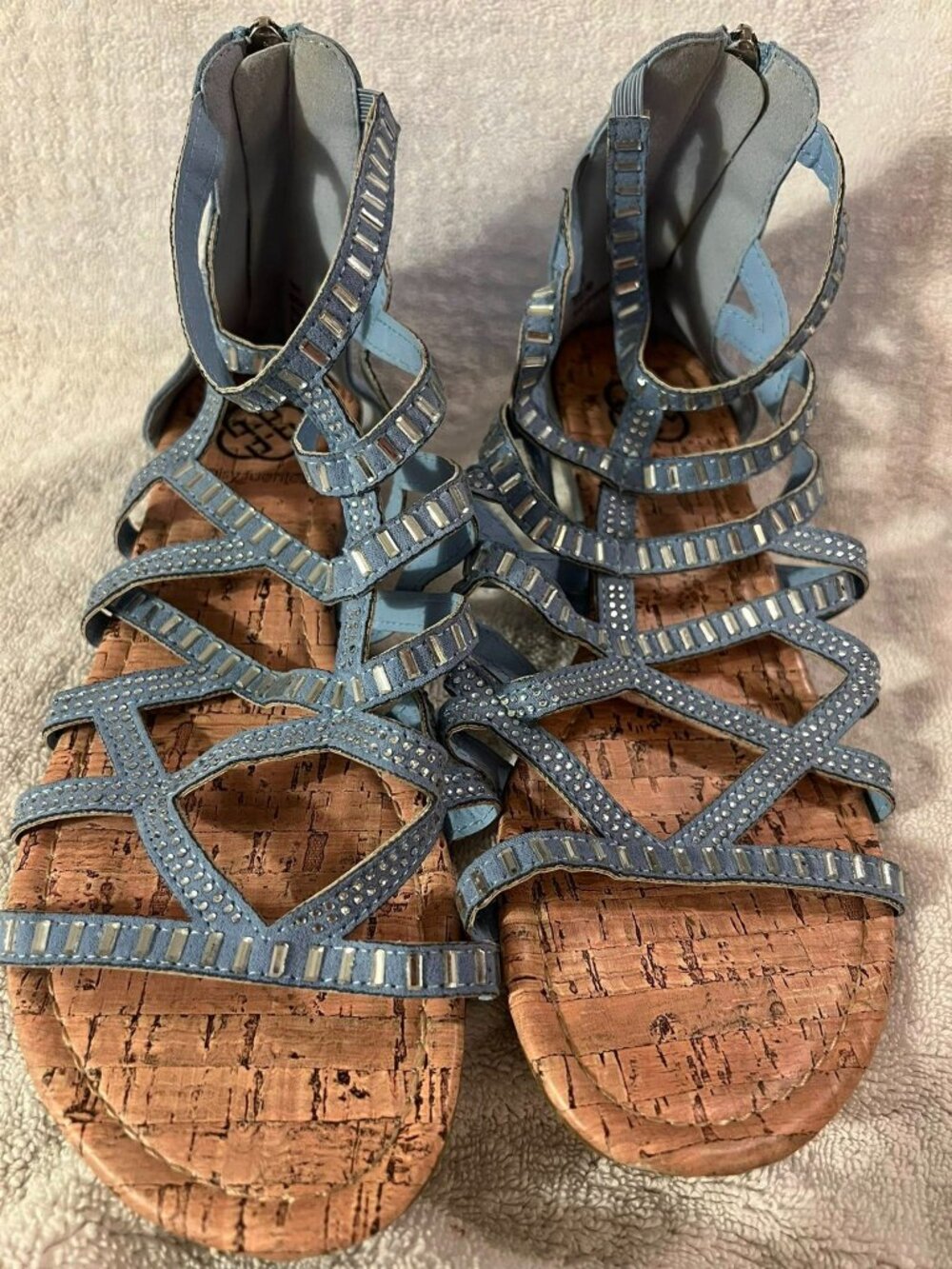 Size 9M - Daisy Fuentes - Light Blue and Cork Open Toe Sandals